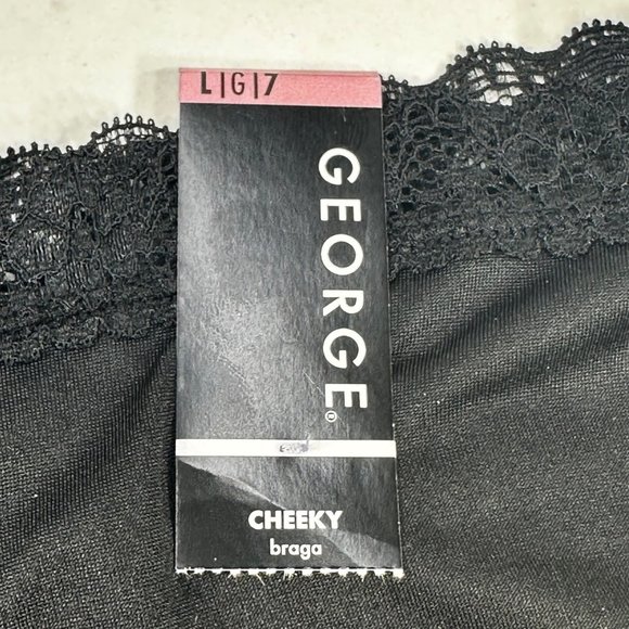 George Women's Size 7 Large Panty Cheeky Lace Waist Leg Openings Black New - Picture 5 of 10